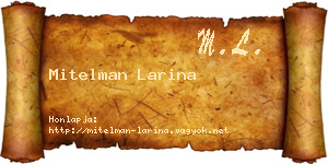 Mitelman Larina névjegykártya